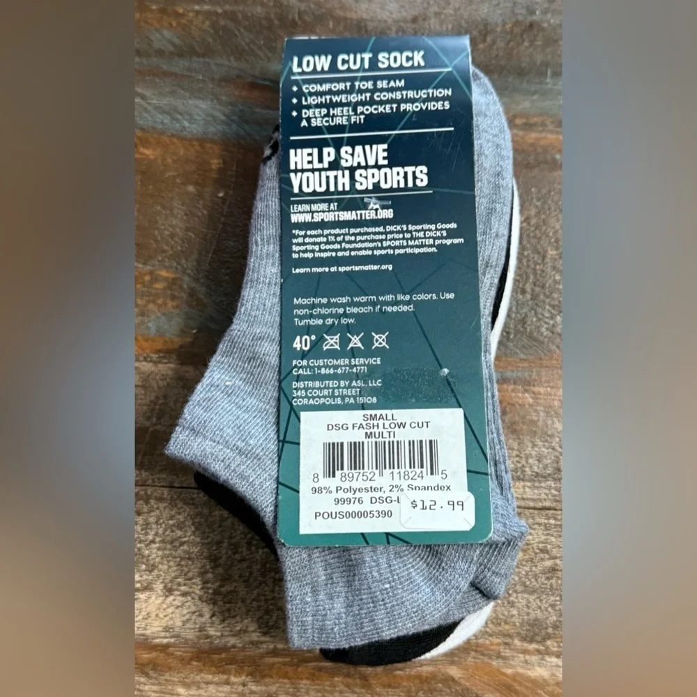 Ⓜ️DSG‎ Low Cut Socks 6 Pk 13K-4Y Lightweight Athletic Socks Black White Gray NIP